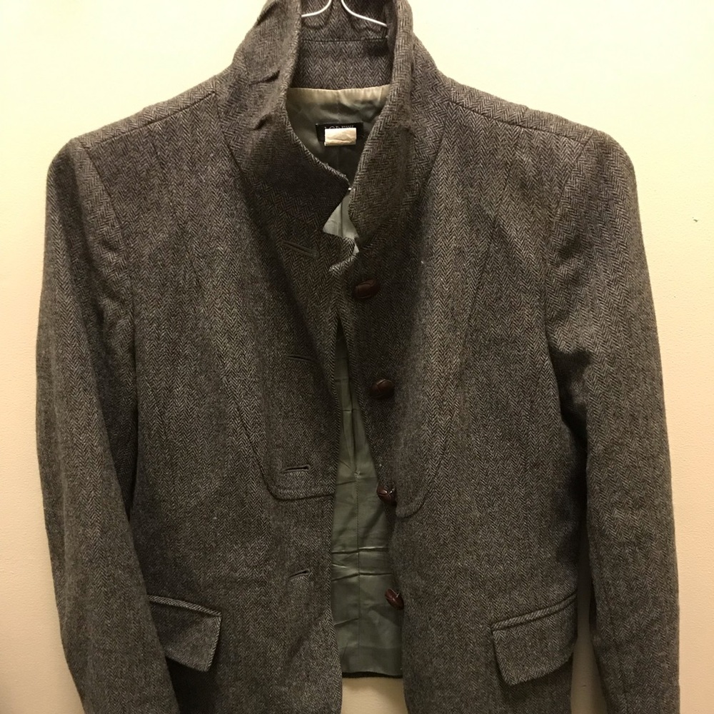 JCrew Wool Blazer with brown leather buttons